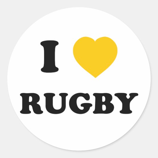 I Love Rugby Ronde Sticker (Voorkant)