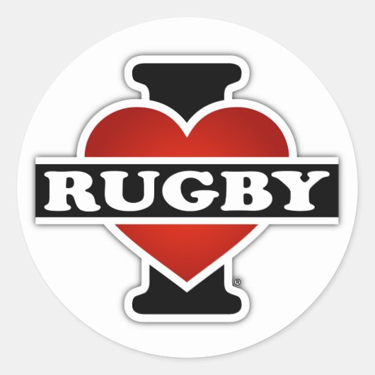 I Love Rugby Ronde Sticker (Voorkant)