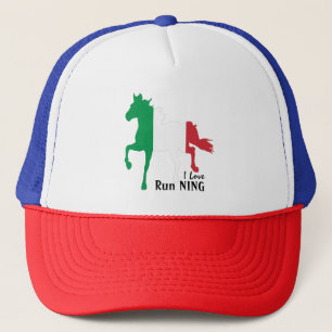 I Love Running & Horse, Italy, flag/sports Trucker Pet