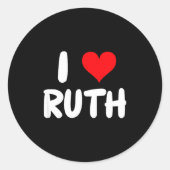 I Love Ruth - Heart - Name Ronde Sticker (Voorkant)