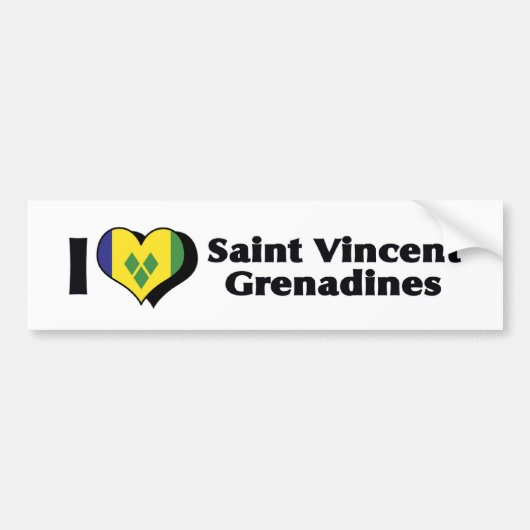I Love Saint Vincent Grenadines Flag Bumpersticker (Voorkant)