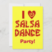 I Love Salsa Dance Custom Dance Party Invites Kaart (Voorkant)