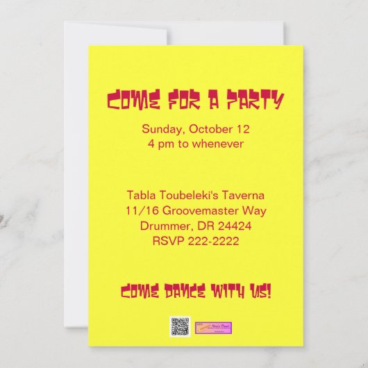 I Love Salsa Dance Custom Dance Party Invites Kaart (Achterkant)