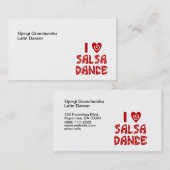 I Love Salsa Dance Latin Dance Instructor Business Visitekaartje (Voorkant / Achterkant)