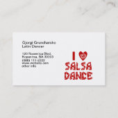 I Love Salsa Dance Latin Dance Instructor Business Visitekaartje (Achterkant)