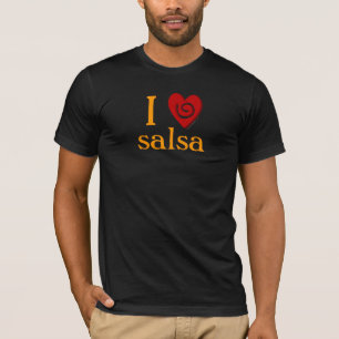 I Love Salsa Swirls Heart Dansende Tee Shirt