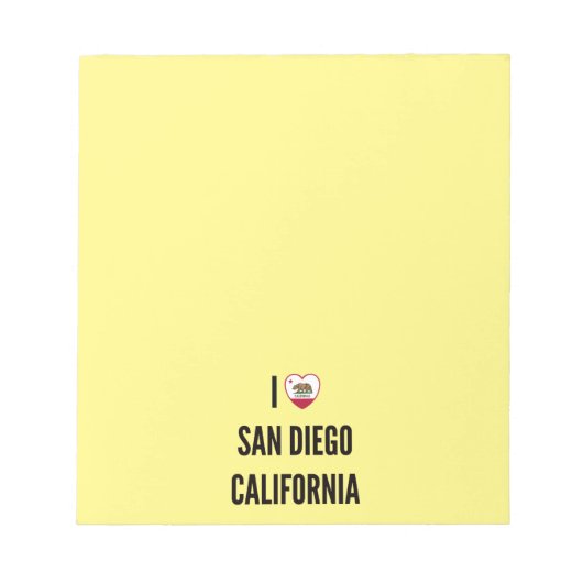 I Love San Diego, California Notitieblok (Voorkant)