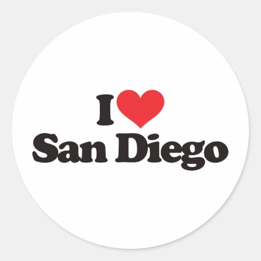I Love San Diego Ronde Sticker (Voorkant)
