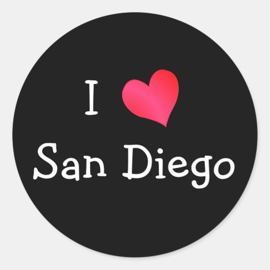 I Love San Diego Ronde Sticker (Voorkant)