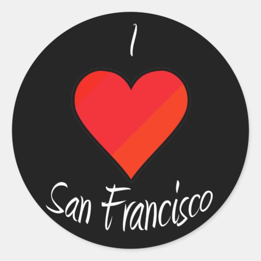I Love San Francisco Ronde Sticker (Voorkant)