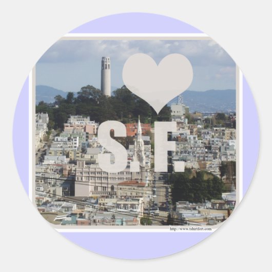 I Love San Francisco Ronde Sticker (Voorkant)