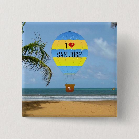 I Love San Jose Hot Air Beach Scène Vierkante Button 5,1 Cm (Voorkant)
