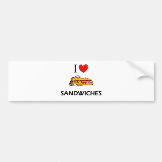 I Love Sandwiches Bumpersticker (Voorkant)