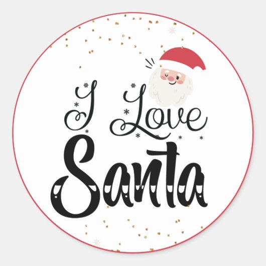 I Love Santa Classic Round Sticker (Voorkant)
