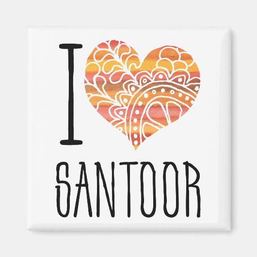 I Love Santor Oranje Mandala Heart Magneet (Voorkant)