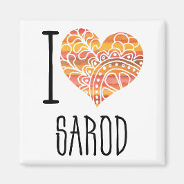 I Love Sarod Oranje Mandala Heart Magneet