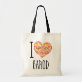 I Love Sarod Oranje Mandala Heart Tote Bag (Voorkant)