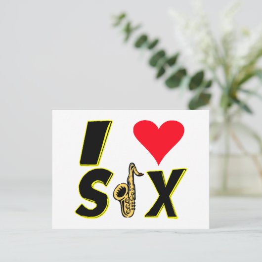 I Love Sax Briefkaart (Staand voorkant)