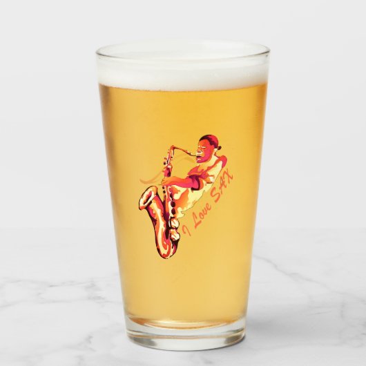 I Love Sax Glas (Voorkant gevuld)