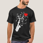 I Love Saxophone Muziek zwart grappig T-shirt (Voorkant)