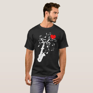 I Love Saxophone Muziek zwart grappig T-shirt
