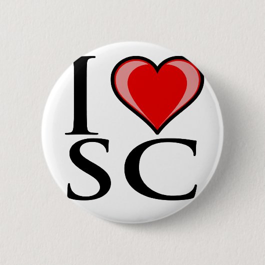 I Love SC - South Carolina Ronde Button 5,7 Cm (Voorkant)