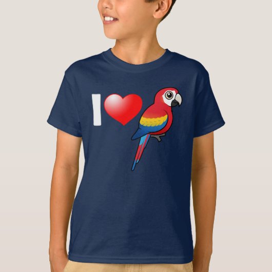 I Love Scarlet Macaws T-shirt (Voorkant)