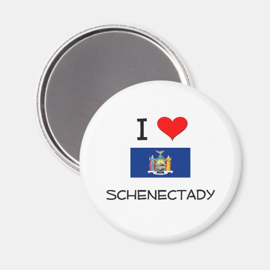 I Love Schenectady New York Magneet (Voorkant / Achterkant)