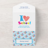 I Love School Back to School Cartoon Afstuderen All In One Uitnodiging (Buitenkant)