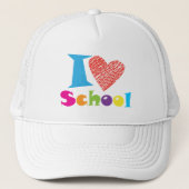 I Love School Back to School Cartoon Afstuderen Trucker Pet (Voorkant)