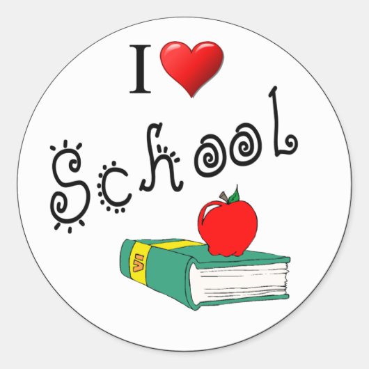 I Love School Heart Books Classroom Ronde Sticker (Voorkant)