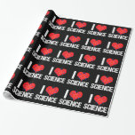 I Love Science Cadeaupapier<br><div class="desc">Ik hou van de exacte wetenschappen die papier verpakken met een patroon met een cool atoom model rond een rood hart. Een groot cadeautje voor een wetenschapper die van experimenten houdt en over de wereld leert.</div>