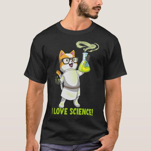 I Love Science Cat Chemistry Cute Cation Pawsitive T-shirt (Voorkant)