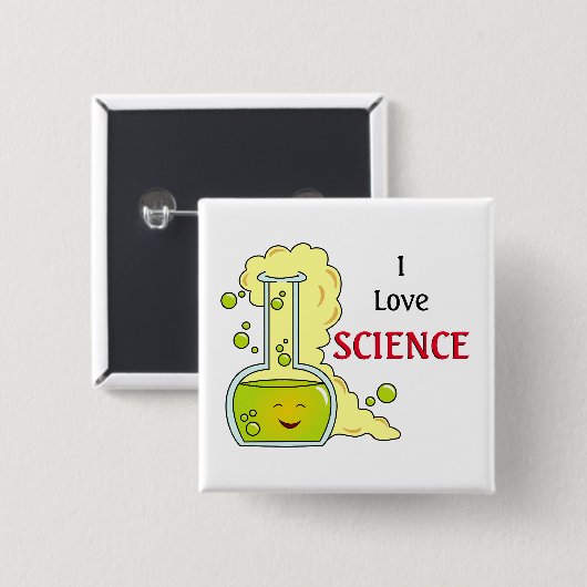 I Love Science Chemistry Flask Vierkante Button 5,1 Cm (Voorkant /achterkant)