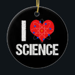 I Love Science Cool Atom Model Science Keramisch Ornament<br><div class="desc">Ik hou van kerstversiering. Een hart met een atoom model dat eromheen gewikkeld is,  is een groot geschenk voor een wetenschapper. De wetenschap is zo cool.</div>