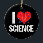 I Love Science Cool Atom Model Science Keramisch Ornament<br><div class="desc">Ik hou van kerstversiering. Een hart met een atoom model dat eromheen gewikkeld is,  is een groot geschenk voor een wetenschapper. De wetenschap is zo cool.</div>