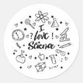 I Love Science | Cute Science Lover Ronde Sticker (Voorkant)