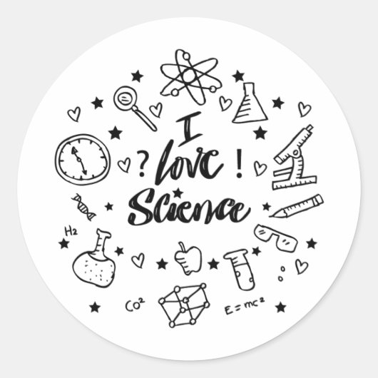 I Love Science | Cute Science Lover Ronde Sticker (Voorkant)