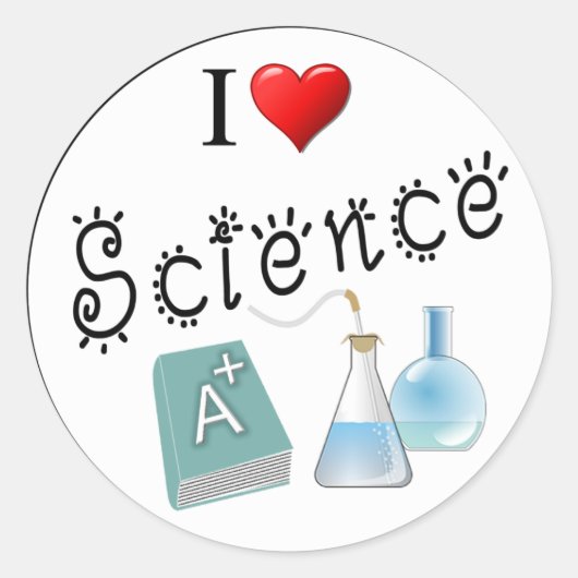 I Love Science Heart Lab Classroom Classic Round S Ronde Sticker (Voorkant)