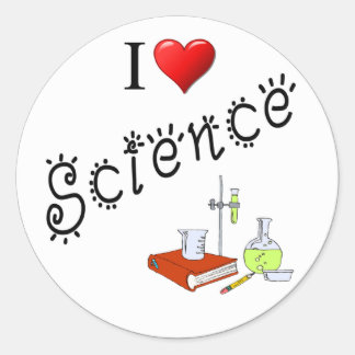 I Love Science Heart Lab Classroom Ronde Sticker