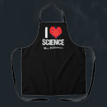I Love Science Monogram Black Scientist Schort<br><div class="desc">Een coole wetenschaperdinerdinerdinerder-monogram met een geweldige I Love Science-patroon met een rood hart gewikkeld met een atoom-model.</div>