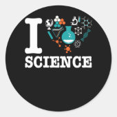 I Love Science Ronde Sticker (Voorkant)