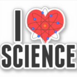 I Love Science Sticker<br><div class="desc">Een geweldige sticker voor een wetenschapper of wetenschapsleraar die graag les geeft over wetenschap en experimenten doet. I Love Science design met een cool atoom model omwikkeld rond een hart.</div>