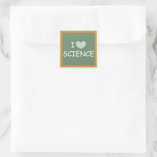 I Love Science Vierkante Sticker (Tas)
