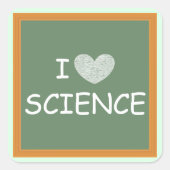 I Love Science Vierkante Sticker (Voorkant)