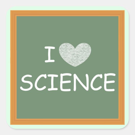 I Love Science Vierkante Sticker (Voorkant)