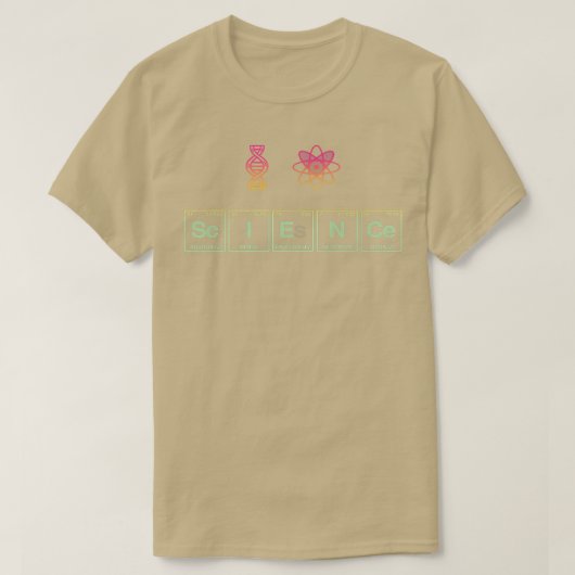 I LOVE SCIENCE written in Periodic Table Elements T-shirt (Design voorkant)