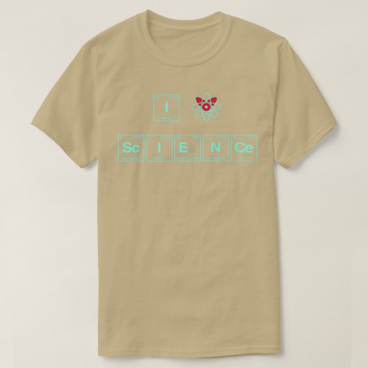 I LOVE SCIENCE written in Periodic Table Elements T-shirt (Design voorkant)