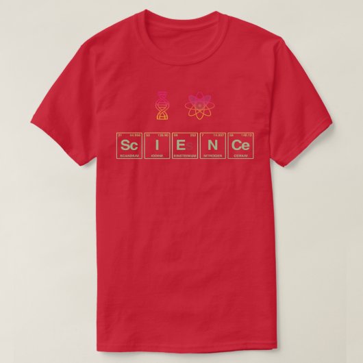 I LOVE SCIENCE written in Periodic Table Elements T-shirt (Design voorkant)