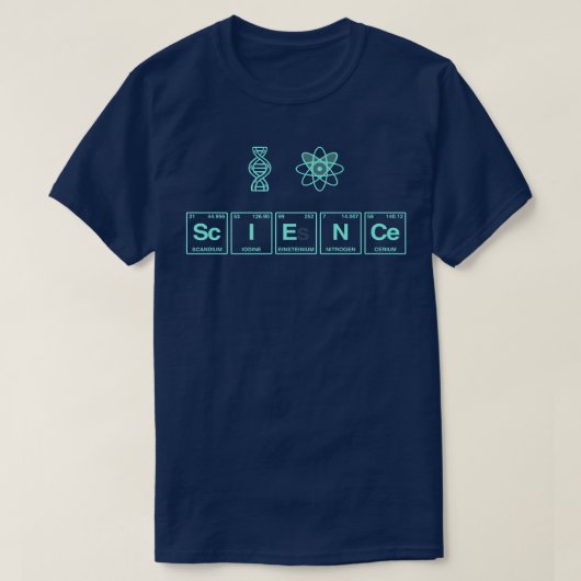 I LOVE SCIENCE written in Periodic Table Elements T-shirt (Design voorkant)
